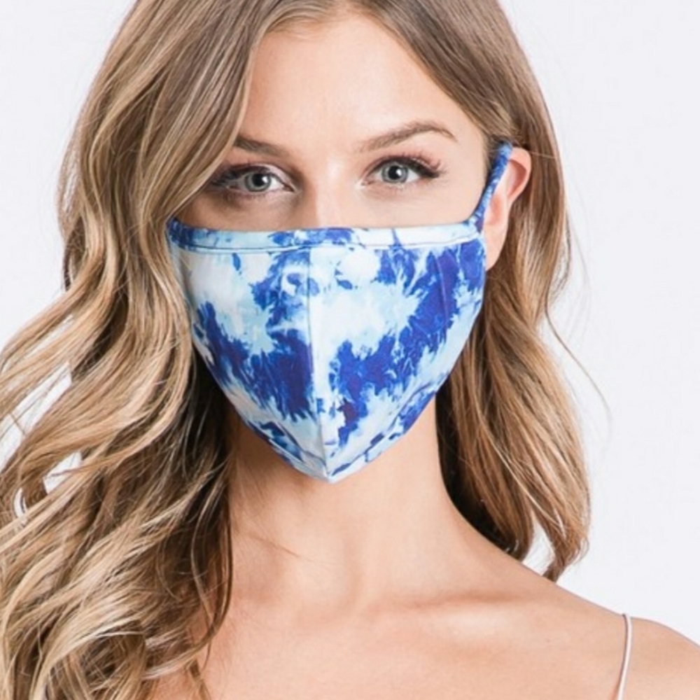 Tie-dye Face Mask Blue with filter pouch